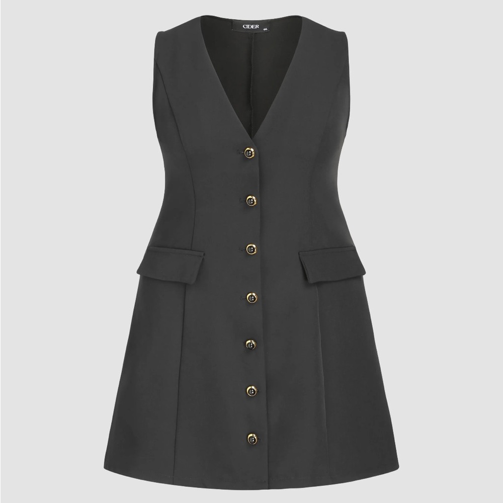 Cider Gray Sleeveless V-Neck Sheath Dress